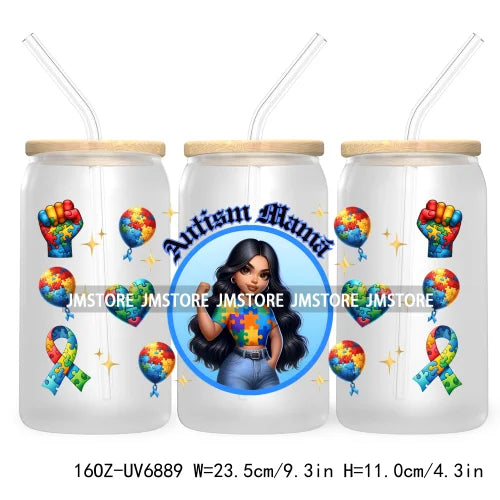 Latina Girl Power Mexican Culture 16OZ UV DTF Cup Wrap Transfers Stickers For Libbey Glass Can Cups Tumbler Waterproof Craft