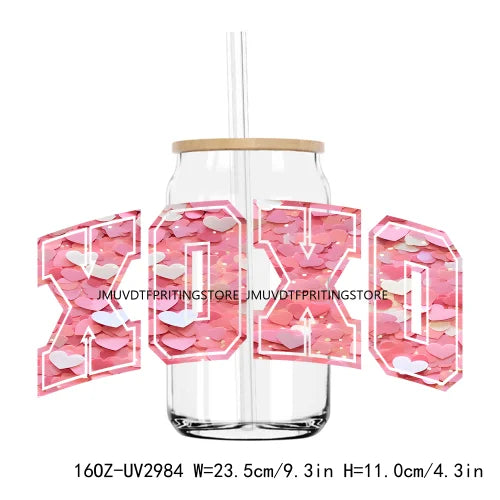 Faux Glitter Valentines In My Lover Era UV DTF Sticker For 16OZ Libbey Glass Cup Can Wrap Transfer Sticker Custom Label DIY Logo