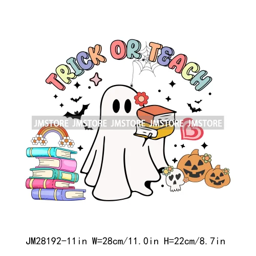 Diy Spooky Ghost Love Reading More Books Good Vibes Halloween Decals DTF Iron On Transfers Stickers Ready To Press For T-shirts