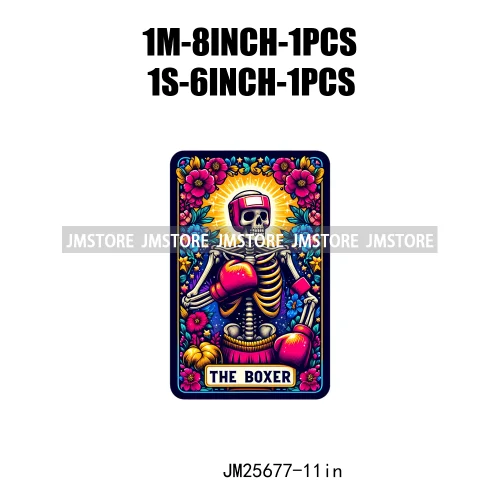 Custom Flower La Chismosa Dog Cat Lover Badass Skull Tarot Card  DTF Iron On Heat Transfers Stickers Ready To Press For Hoodies