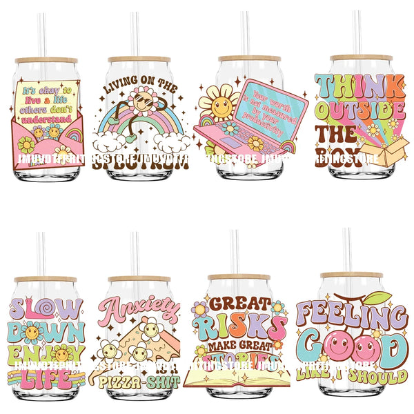 Positive Affirmations Good Vibes UV DTF Transfers Sticker Decals For Libbey Cold Cups Mugs Tumbler Waterproof DIY Craft Kindness