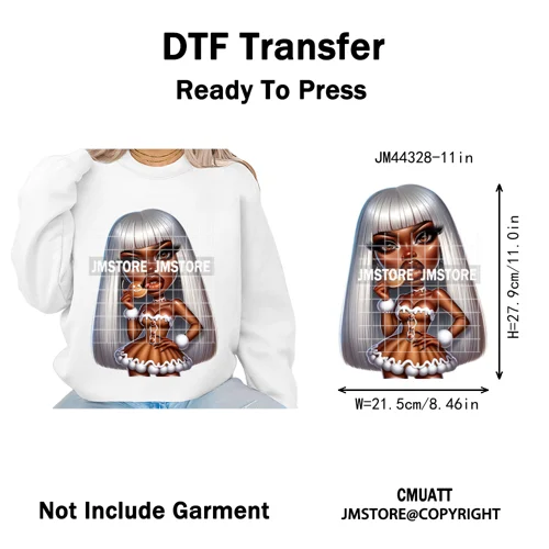 Christmas Stank Face Black Woman Attitude Moody Queen Iron on Washable DTF Heat Transfers Stickers Ready to Press for Clothing