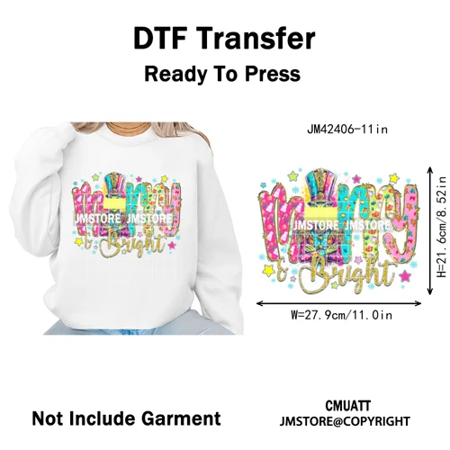 Ho Ho Ho Christmas Coquette Gifts Santa Cartoon Characters Iron on DTF Washable Transfers Stickers Ready to Press for Clothing