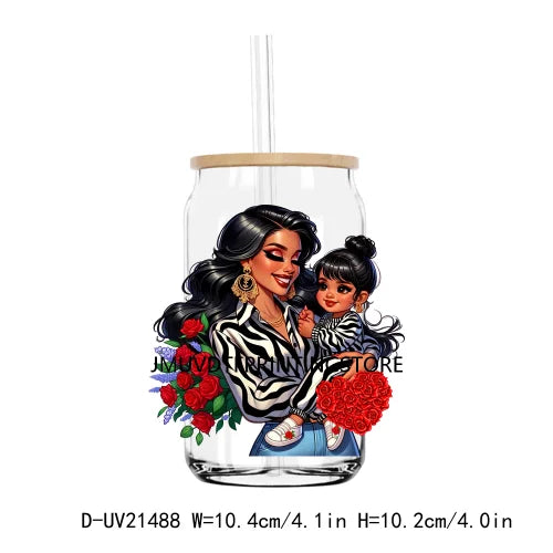 Latina Mama And Daughter UV DTF Transfers Stickers Decals For Libbey Cold Cups Mugs Tumbler Waterproof DIY Logo Mother's Day