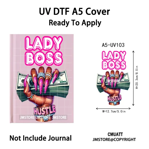 Floral Butterfly Black Girl Religious A5 Notebook UV DTF Wraps Ready To Apply Custom Transfer Stickers Decals For Journal Cover