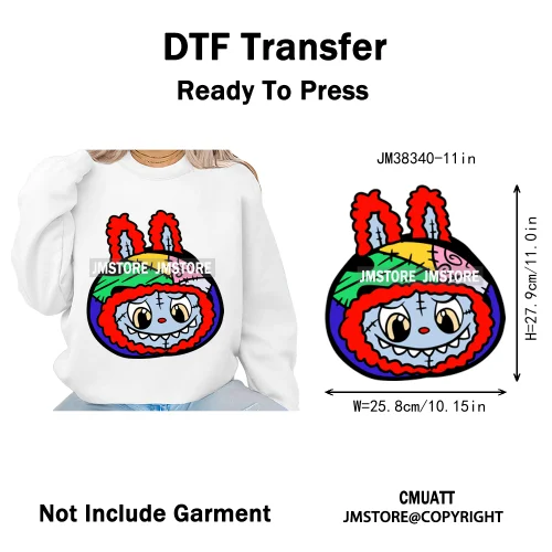 New Cartoon Costume Monster Dolls Lover DTF Printing Decals Iron on Washable Transfers Stickers Ready to Press for T-shirts