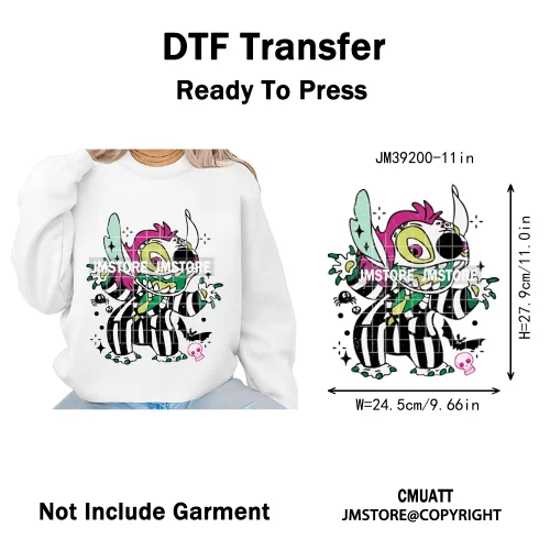 Funny Halloween Spooky Vibes Cartoon Characters Pumpkin Iron on DTF Washable Transfers Stickers Ready to Press for T-shirts Bags