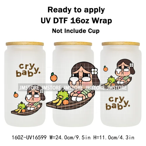 Floral Monsters Cartoon Characters UV DTF Wraps Transfer Stickers Waterproof Logo High Quality For 16OZ Libbey Glass Can Tumbler