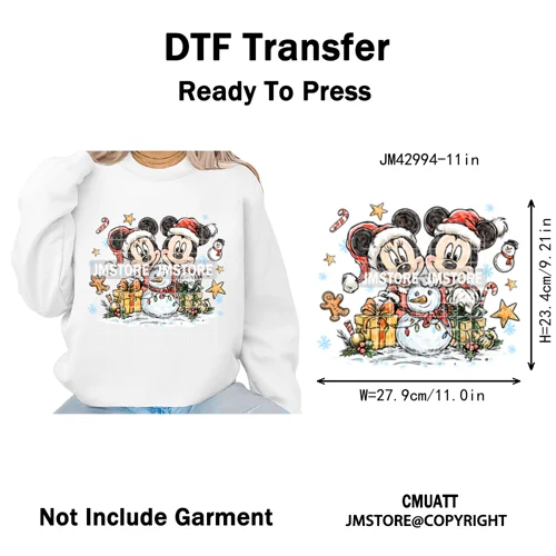 Funny Cartoon Mouse Friends Merry Christmas Movie Character Xmas Season Iron on DTF Transfer Stickers Ready to Press for Hoodies