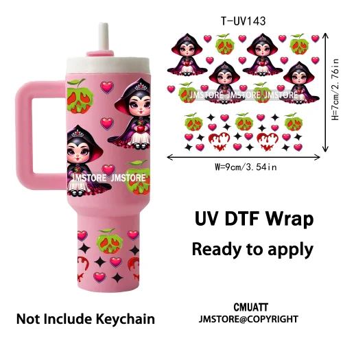 Princess Cartoon Queen Heart Wholesale Bulk UV DTF Wraps Ready To Apply Transfer Stickers Waterproof For Mini Tumbler Keychain