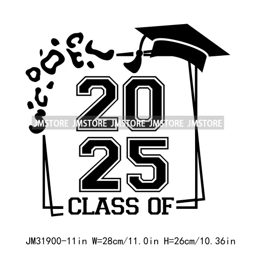 Happy University Graduate Senior Class Of 2025 Decals Iron On DTF Heat Transfer Stickers Ready To Press For Clothes Bags