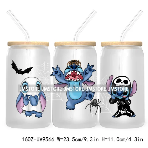 Halloween Cartoon 16OZ UV DTF Cup Wrap Transfer Stickers Custom Labels Waterproof Logo For Libbey Glass Can Pumpkin Season Vibes