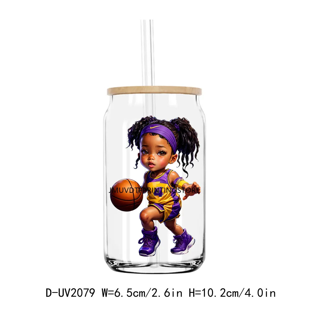 Afro Sport Girl Cheer Leader UV DTF Transfers Stickers Decals For Libbey Cold Cups Mugs Tumbler Waterproof DIY Craft