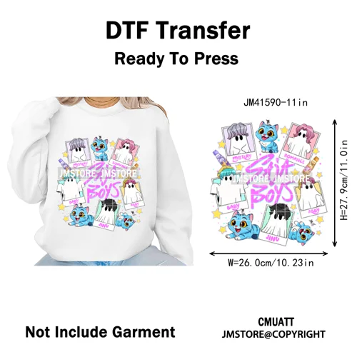 Cartoon Kpop Spooky Boys Girls In This House Era Halloween Iron on DTF Washable Transfers Stickers Ready to Press for Clothes
