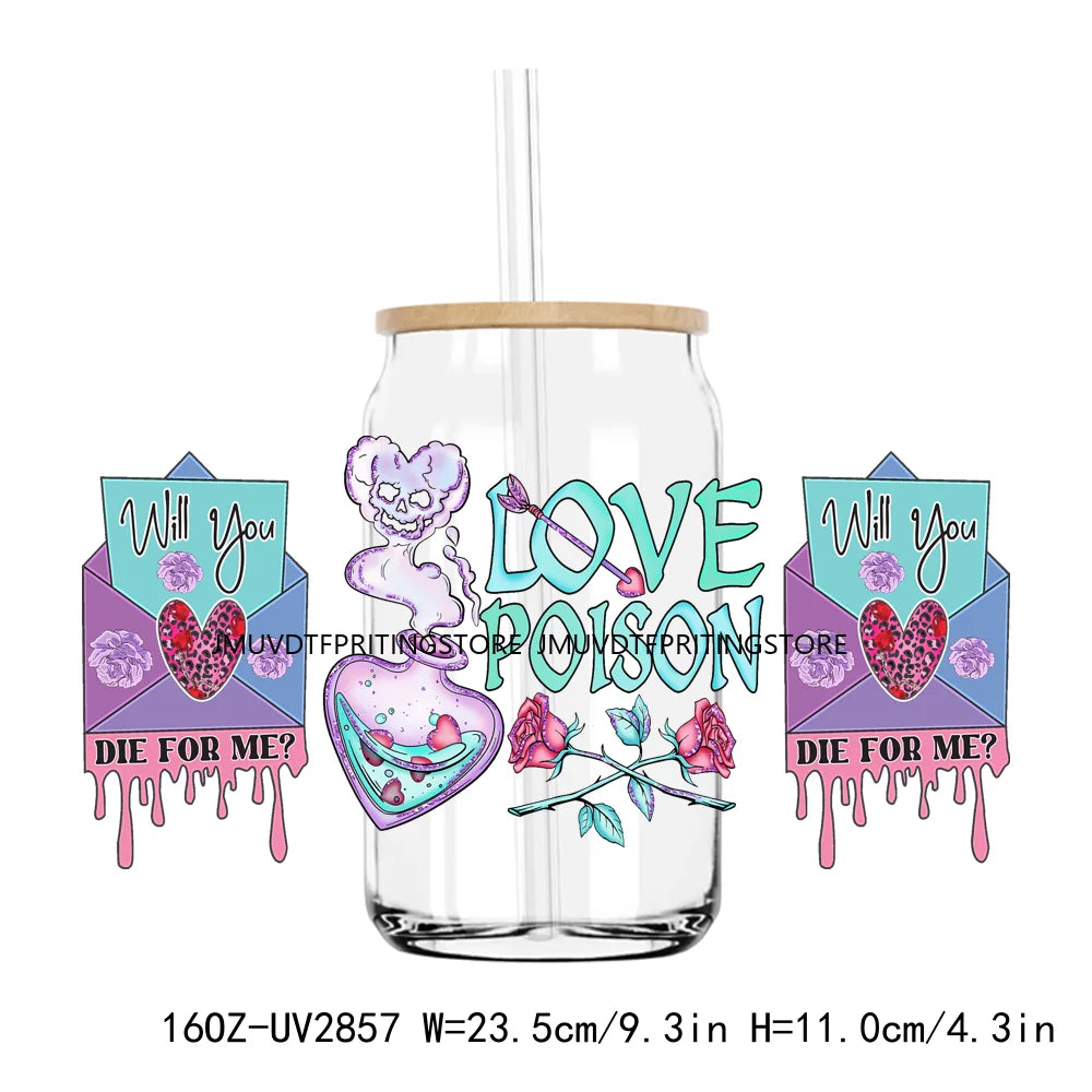 Camping Is My Valentine UV DTF Sticker For 16OZ Libbey Glass Cup Can Wrap Transfer Sticker Custom DIY Logo Love Camp Coffee