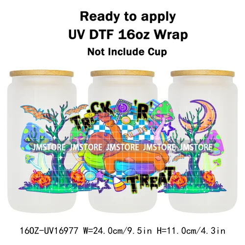 Witchy Princess Halloween Trick Or Treat 16OZ UV DTF Cup Wraps Ready To Apply Waterproof Transfer Stickers For Libbey Glass Can