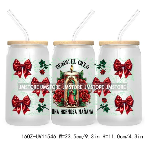 Our Lady Of Guadalupe Manana Mexican Culture UV DTF Sticker For 16OZ Libbey Glass Cup Can Wrap Transfer Stickers Custom Labels