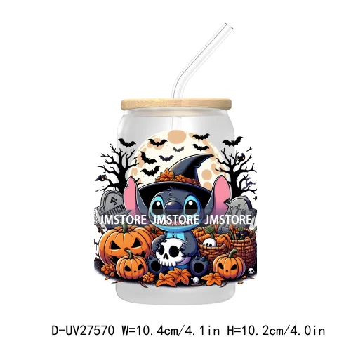 Cartoon Couple Halloween Scary Pumpkin UV DTF Transfer Sticker Decals For Libbey Cold Cup Mug Tumbler Nightmare Before Christmas