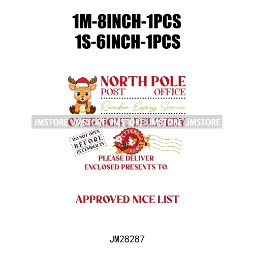 Special Delivery Characters Cartoon Santa Claus Christmas Gift Iron On DTF Transfers Stickers Ready To Press For Clothes