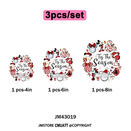 Girly Coquette Merry Christmas Ginger Cartoon Cozy Jolly Season Iron on DTF Heat Transfers Stickers Ready to Press for Clothing