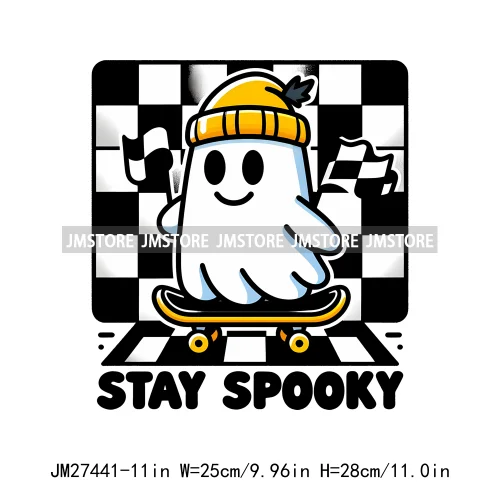 Colorful Coffee Spooky Babe Vibes Stay Spooky Season Ghost Skull Halloween DTF Decals Iron On Transfers Stickers For T-shirts