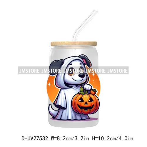 Cute Ghost Stay Spooky Halloween Pumpkin UV DTF Transfer Stickers Decals For Libbey Cold Cups Mugs Tumbler Waterproof Craft Boo