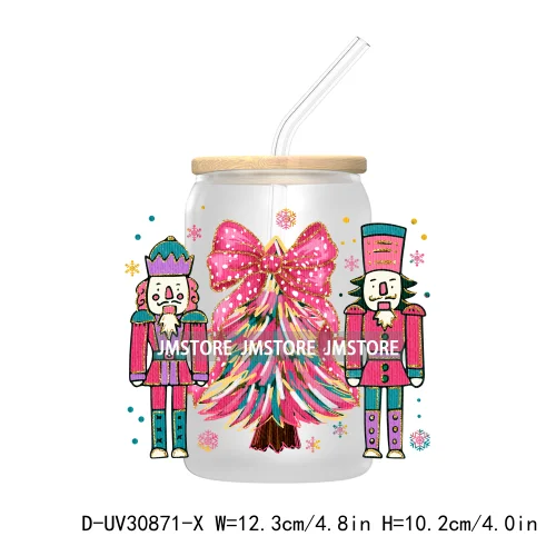 Christmas Pencil Tree Gift For Teacher UV DTF Transfer Stickers Decals For Libbey Cold Cups Mugs Tumbler Waterproof Coquette Bow