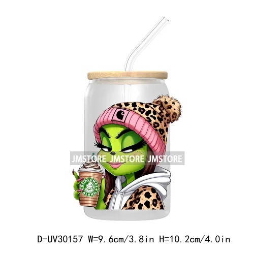 Leopard Green Mean Girl Chibi Lady Bougie Christmas UV DTF Transfer Stickers Decals For Libbey Cold Cups Mugs Tumbler Waterproof