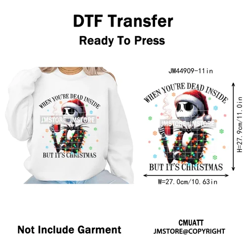 Cartoon Movie Friends Coquette Merry Christmas Sandy Claws Iron on Washable DTF Heat Transfer Sticker Ready to Press for Hoodies