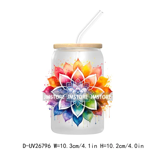 Yoga Serenity Art Mandalas Meditation UV DTF Transfers Stickers Decals For Libbey Cold Cups Mugs Tumbler Waterproof DIY Craft