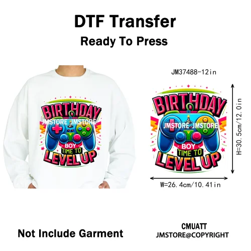 12in Graffiti Hip Hop Music Rap King Lover Video Pro Games Iron on Diy DTF Thermal Transfer Stickers Ready to Press for Clothing