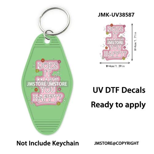 Positive Quotes Books Coffee Lover Girly UV DTF Motel Keychain Decal Ready To Ship Transfer Stickers Prints For Hotel Keychain