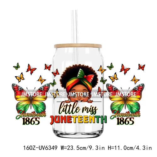 1865 Vibes Juneteenth Sunflower 16OZ UV DTF Cup Wrap Transfer Stickers Custom Label Durable Waterproof Logo For Libbey Glass Can