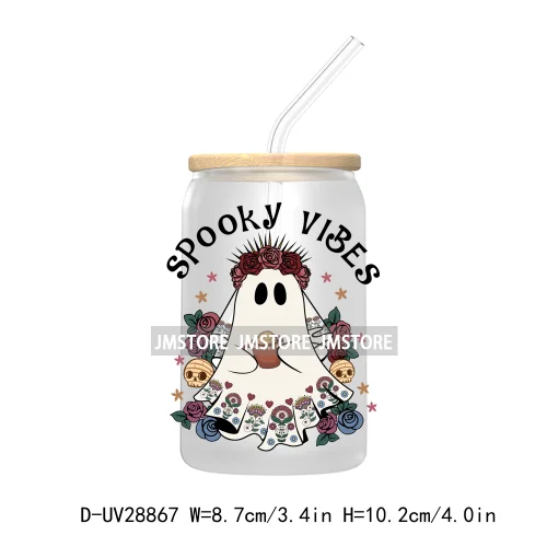 Mexican Ghost Espooky Vibes UV DTF Transfer Stickers Decals For Libbey Cold Cups Mugs Tumbler Conchas And Cucuys Halloween Boo