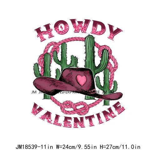 Pink Love Howdy Honey Valentine's Day Printing Designs Iron On Western Cowgirl Boat Hat DTF Transfers Stickers For T-Shirts Bag