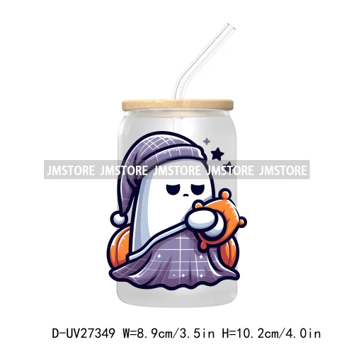 Funny Witch Ghosts Halloween Bat UV DTF Transfer Stickers Decals For Libbey Cold Cups Mugs Tumbler Waterproof Craft Spooky Vibes