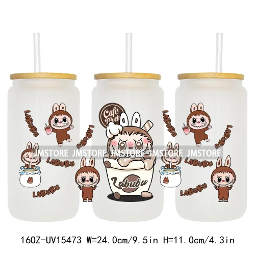 Cute Mama Doll Cartoon Mirror Bow 16OZ UV DTF Cup Wraps Ready To Apply Waterproof Transfer Stickers For Libbey Glass Can Tumbler