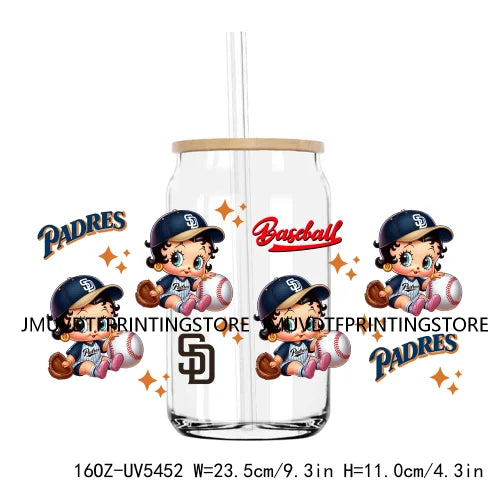 Cartoon Mouse Couple Playing Baseball UV DTF Sticker For 16OZ Libbey Glass Cup Can Wrap Transfer Stickers Custom Labels DIY Logo