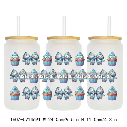Coquette Bow Cake Princess UV DTF Wraps Transfer Sticker Selfadhesive Waterproof High Quality For 16OZ Libbey Glass Can Tumbler