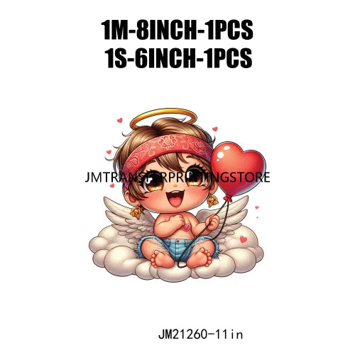 Sweet Pink Valentine's Angel Baby Concha Designs Kids Love Heat Transfer Stickers Ready To Press For T-shirts