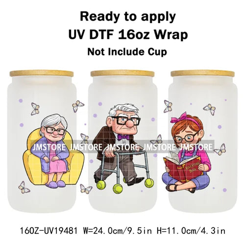 Up Gifts Balloon House Adventure Old Man 16OZ UV DTF Cup Wraps Ready To Apply Waterproof Transfer Stickers For Libbey Glass Can