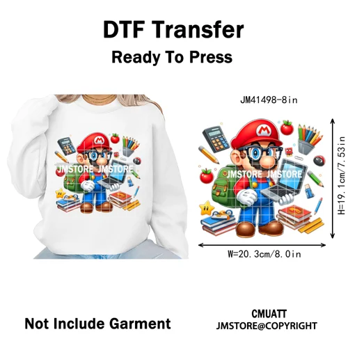 Cartoon Movie Friends Princess Back to School Teacher Learn Iron on DTF Washable Transfer Sticker Ready to Press for Kid Hoodies