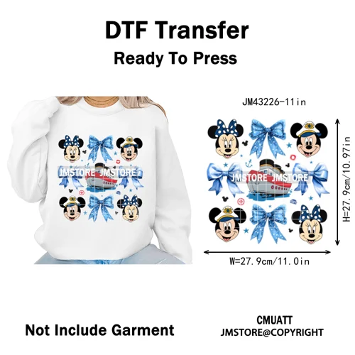 Trendy Girls Mirror Coquette Cartoon Friends Character Trip Holiday Iron on DTF Transfer Stickers Ready to Press for Sweatshirts