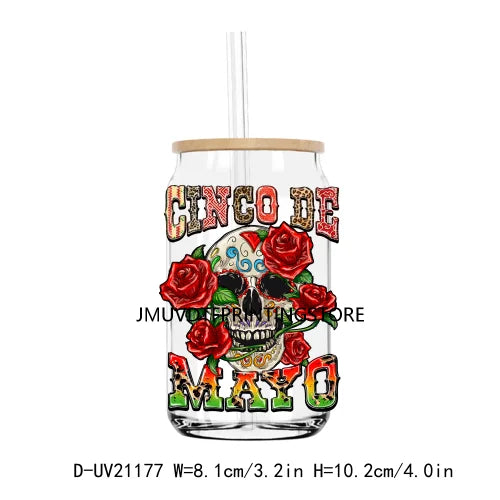 Mecican Cinco De Mayo Sombrero Hat UV DTF Transfers Stickers Decals For Libbey Cold Cups Mugs Tumbler Waterproof DIY Logo Latina