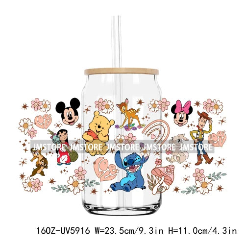 Cute Cartoon Characters Mouse 16OZ UV DTF Cup Wrap Transfers Stickers Custom Labels Durable Waterproof Logo For Libbey Glass Can