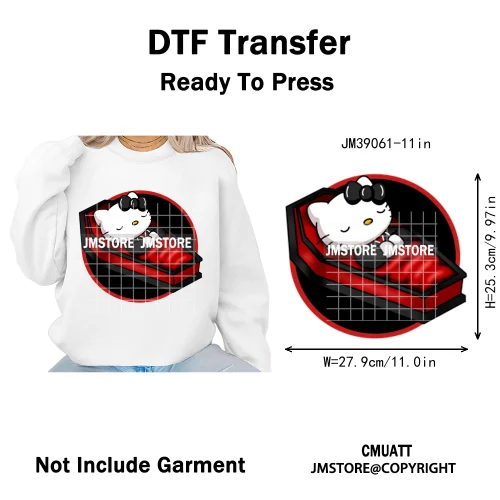 Spooky Scary Vibes Cartoon Halloween Ghost Designs Iron on DTF Washable Heat Transfers Stickers Ready to Press for Textile Bags