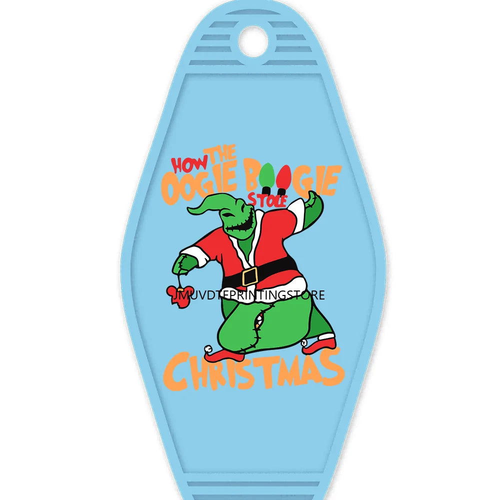 Christmas Cute Baby Green Guy With Santa Hat Gifts High Quality WaterProof UV DTF Sticker For Motel Hotel Keychain