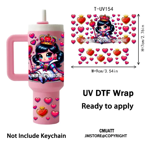 Princess Cartoon Queen Heart Wholesale Bulk UV DTF Wraps Ready To Apply Transfer Stickers Waterproof For Mini Tumbler Keychain