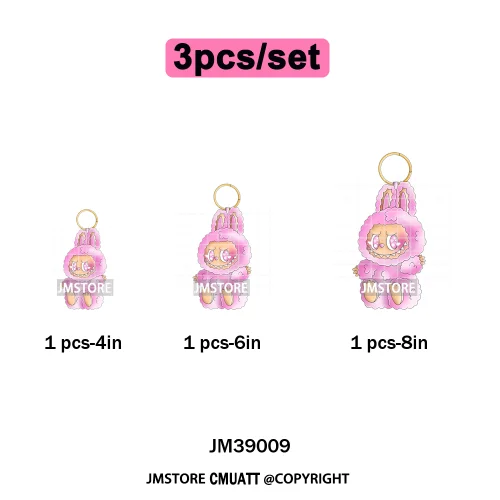 Colorful Monster Keychain Doll Character Designs Iron on DTF Washable Heat Transfers Stickers Ready to Press for T-shrits Bags