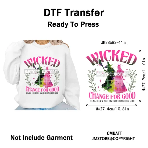 In My Witch Era Pink Goes With Green Coquette Bow Magic Broom Iron on DTF Washable Transfers Stickers Ready to Press for Textile